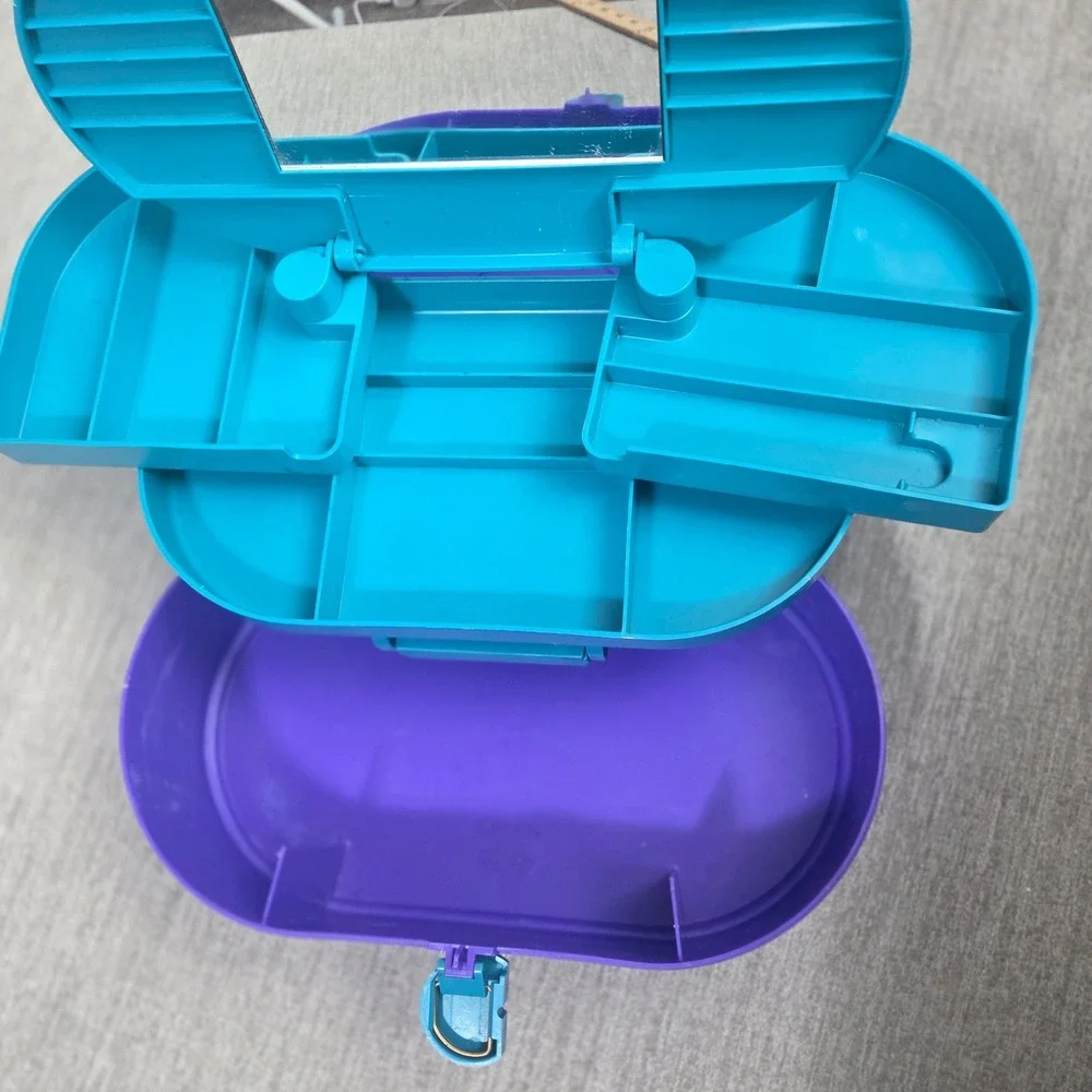 Vintage 90's Caboodles 2640 Purple Teal Retro Makeup Organizer Case Mirror USA